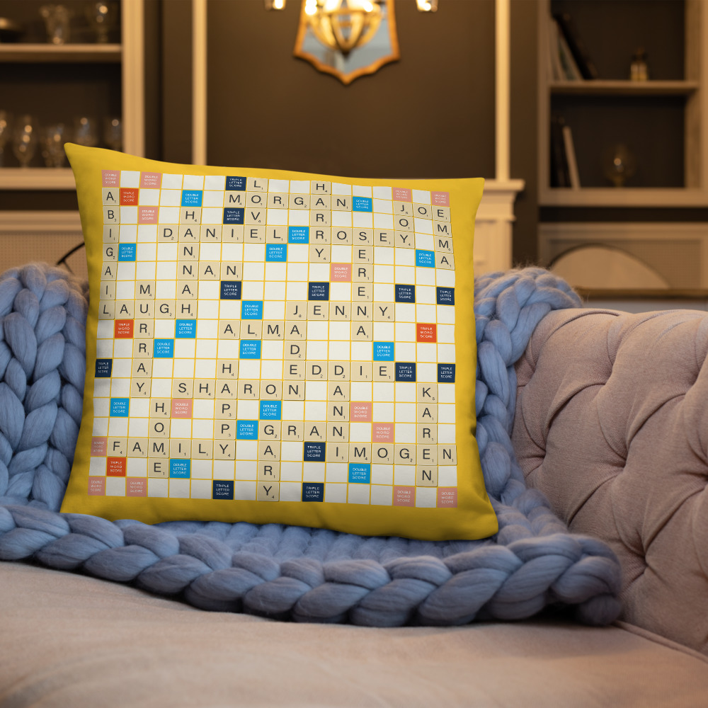 Yellow Scrabble Cushion/Pillow