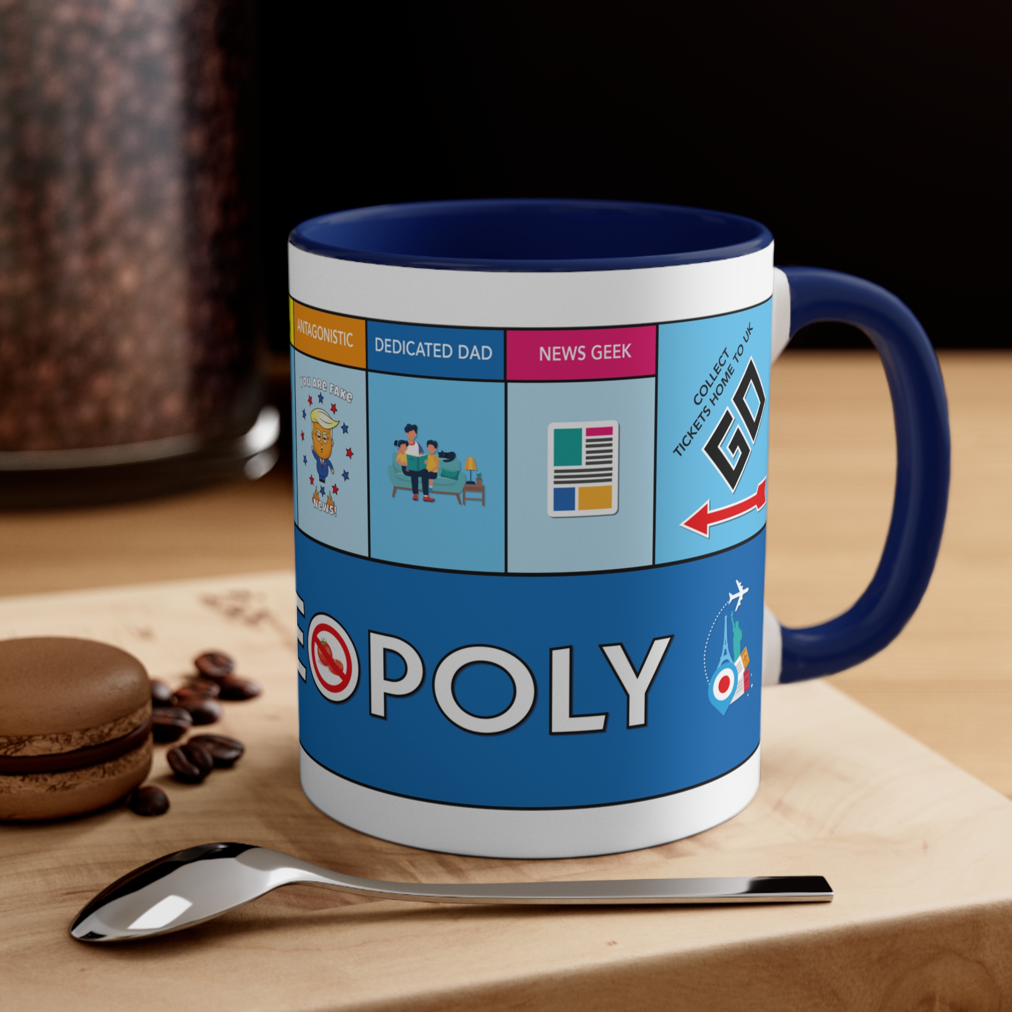 Monopoly Navy handle mug Blue colour scheme